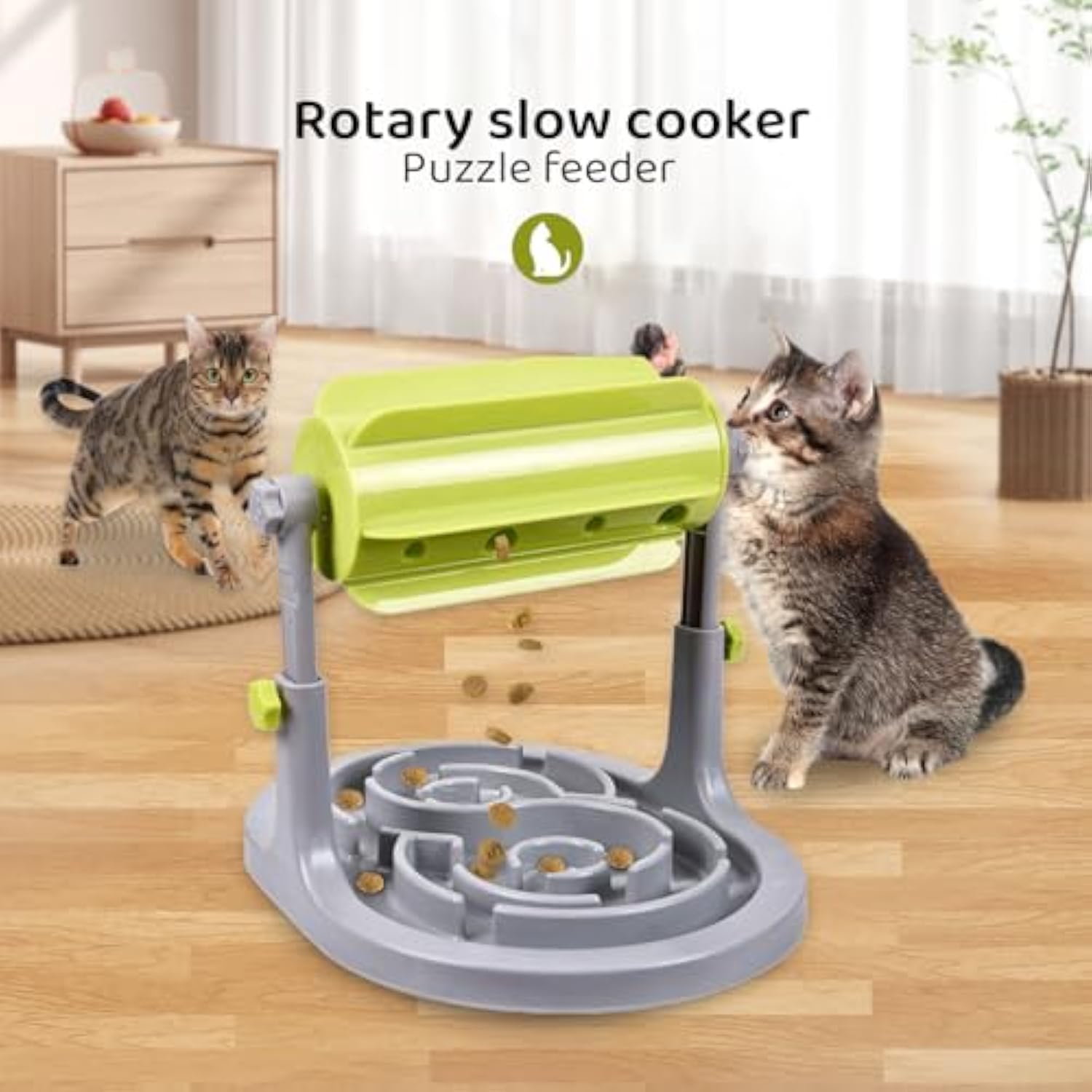 Interactive Food Puzzle Slow Feeder — Adjustable Height IQ Training Bowl