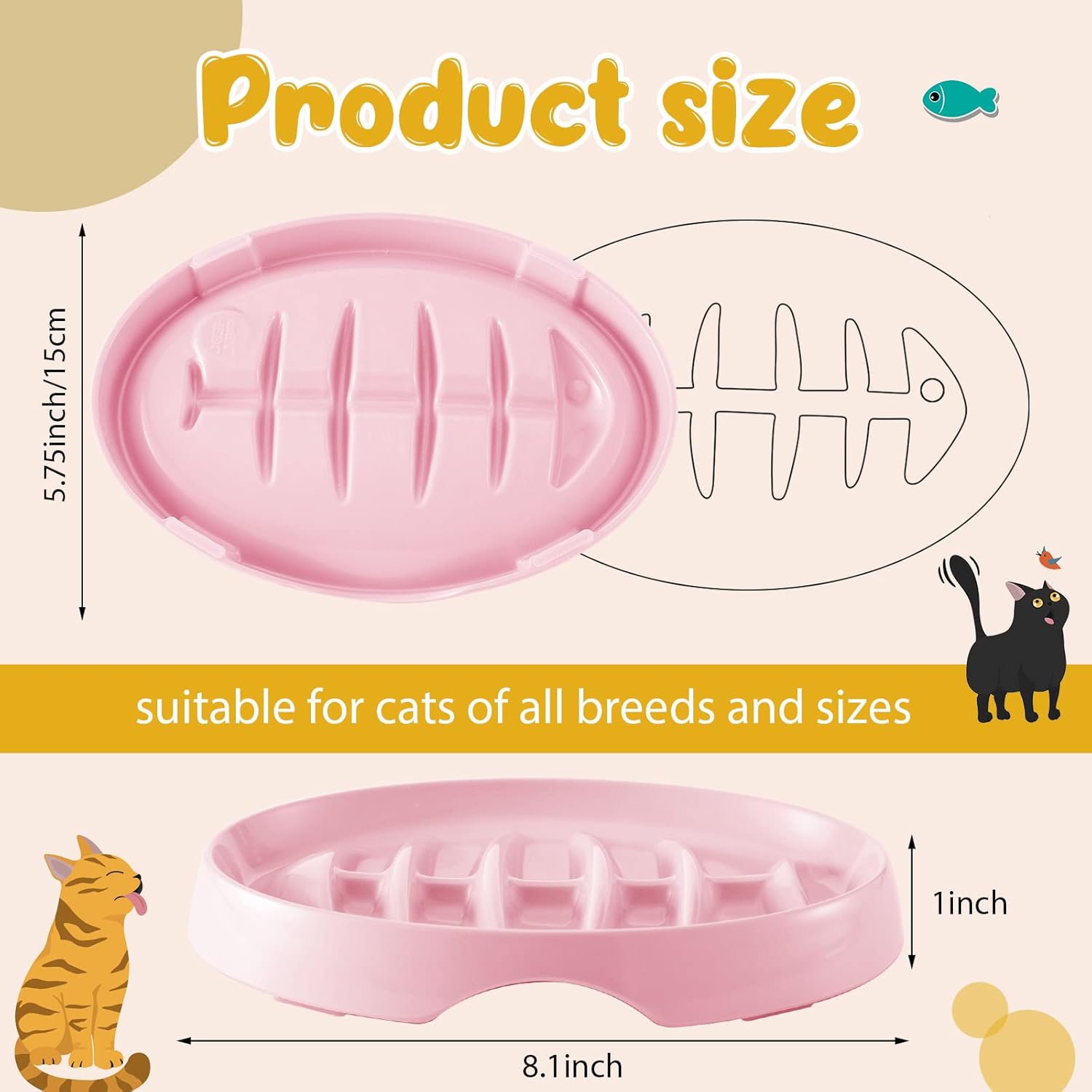 Fishbone Cat Slow Feeder Bowl — Anti-Gulping & Bloat Prevention