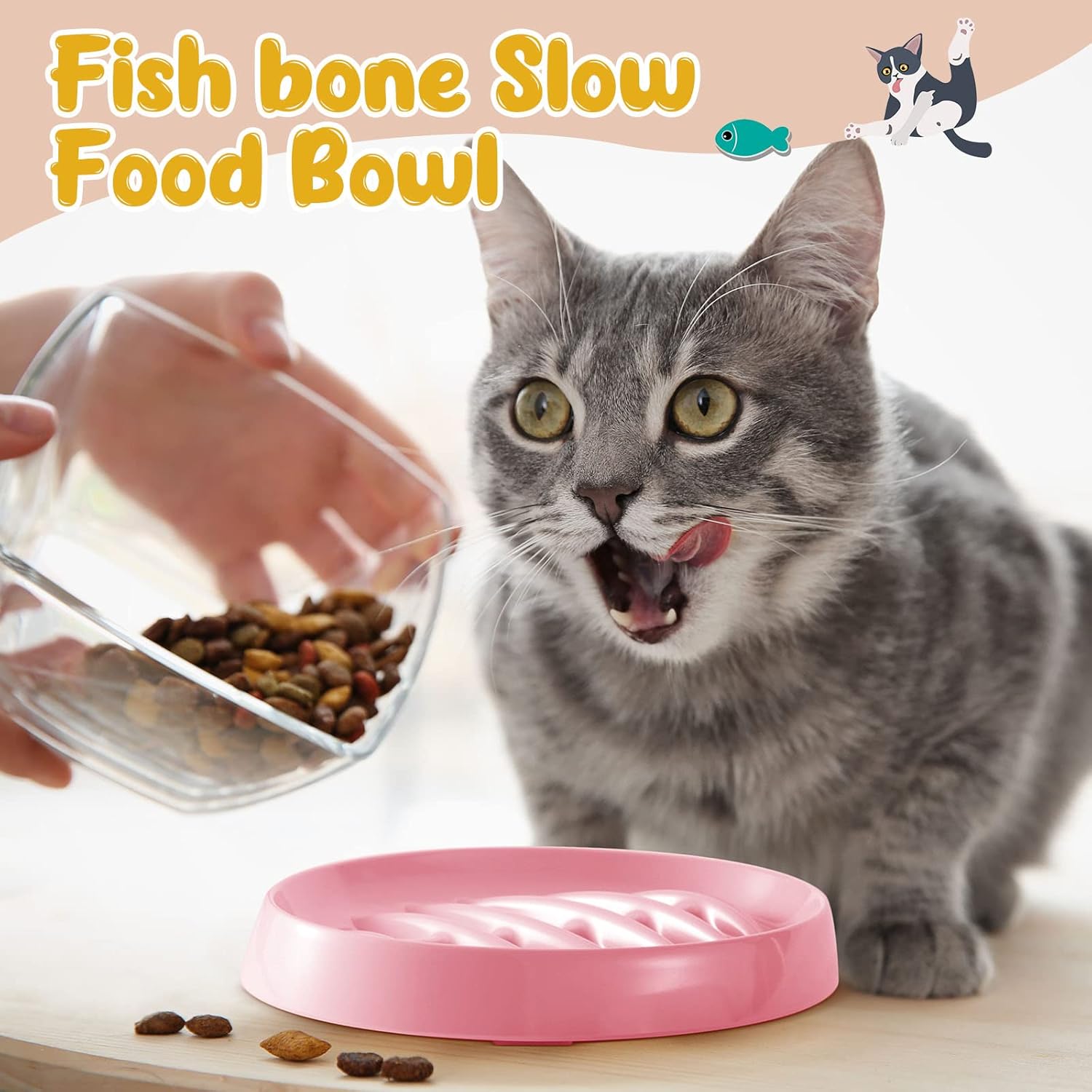 Fishbone Cat Slow Feeder Bowl — Anti-Gulping & Bloat Prevention