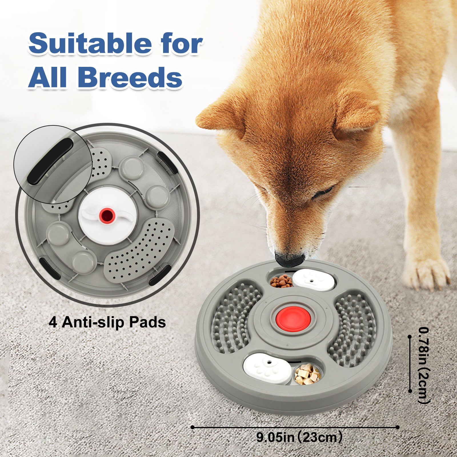 Dog Slow Feeder 2-in-1 — Treat Puzzle & Lick Mat Anti-Slip Bowl