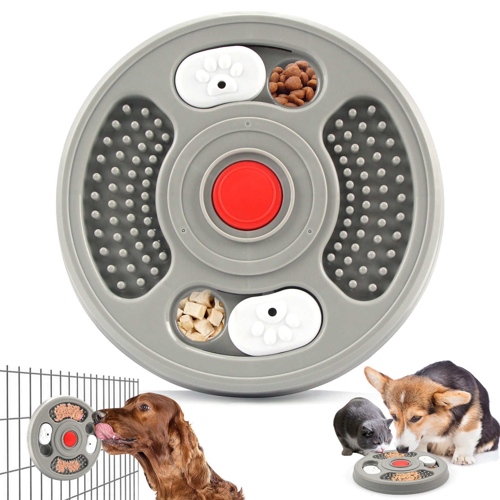 Dog Slow Feeder 2-in-1 — Treat Puzzle & Lick Mat Anti-Slip Bowl