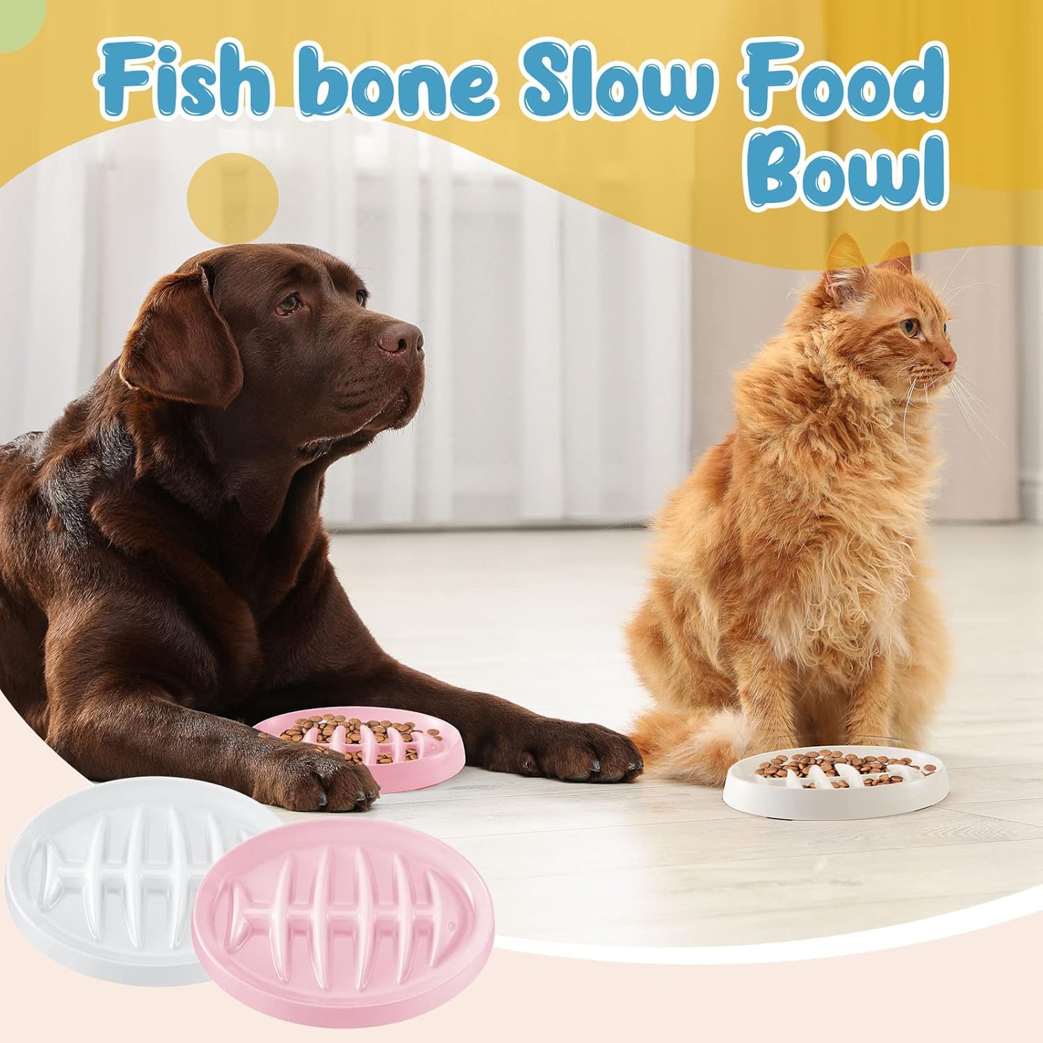 Fishbone Cat Slow Feeder Bowl — Anti-Gulping & Bloat Prevention
