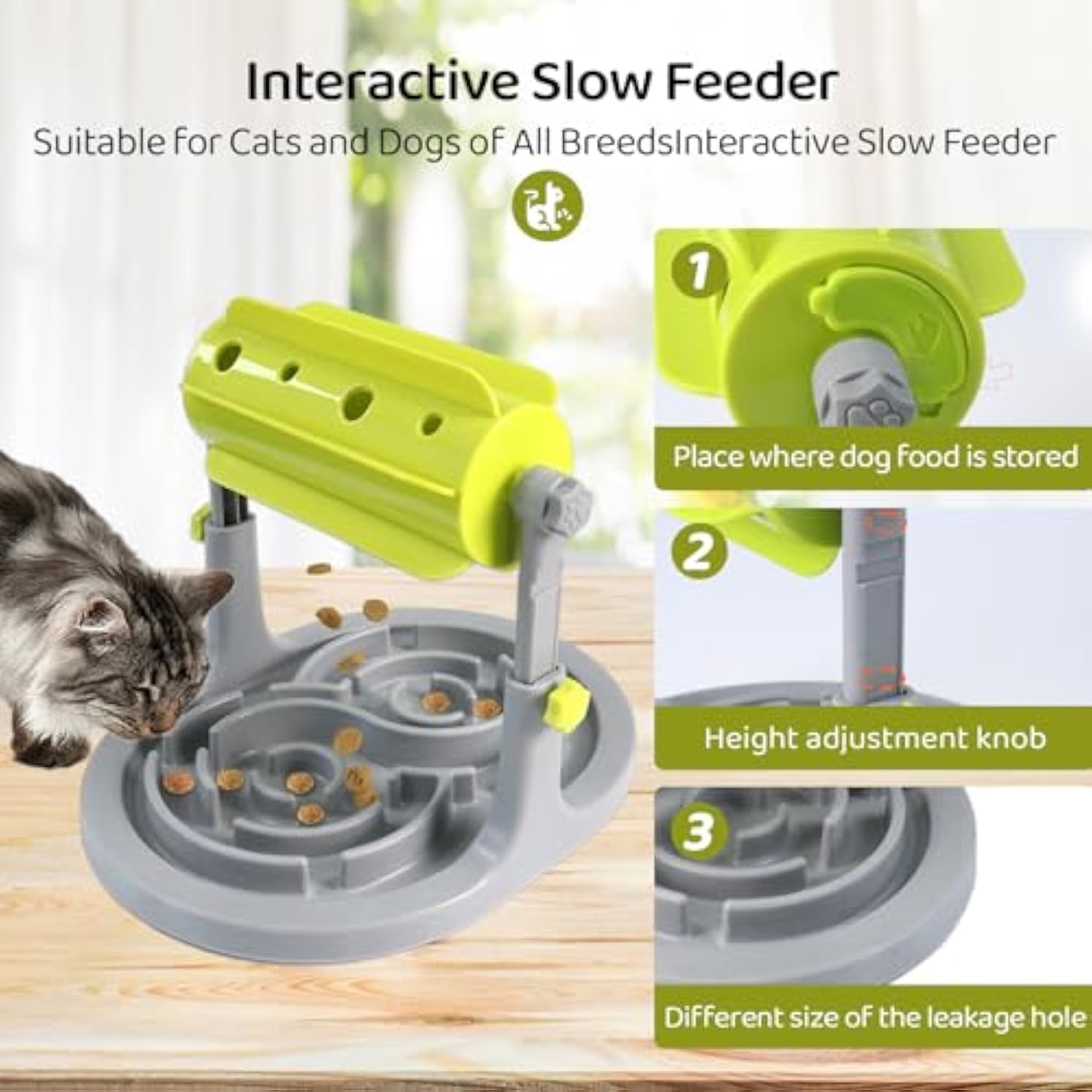 Interactive Food Puzzle Slow Feeder — Adjustable Height IQ Training Bowl