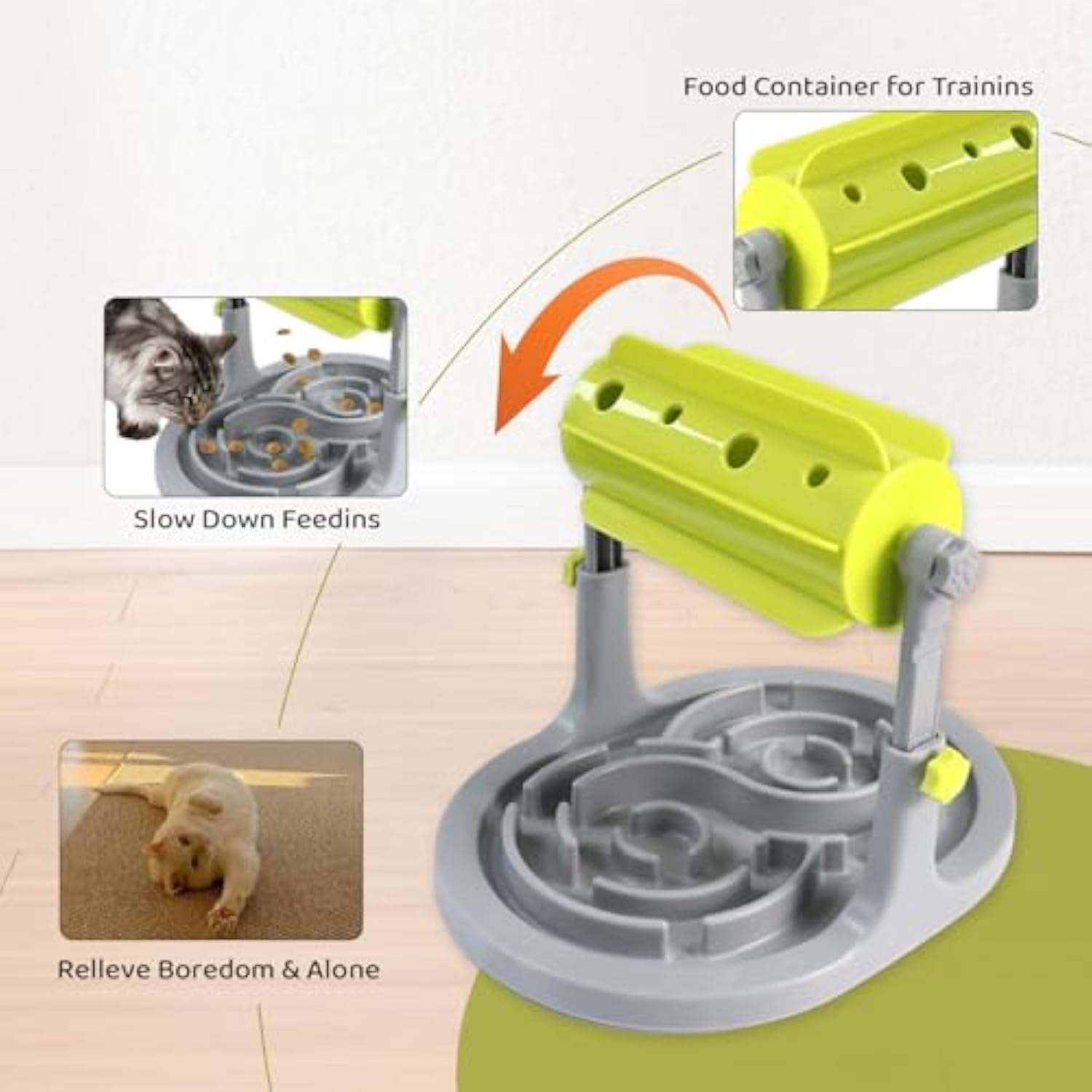 Interactive Food Puzzle Slow Feeder — Adjustable Height IQ Training Bowl
